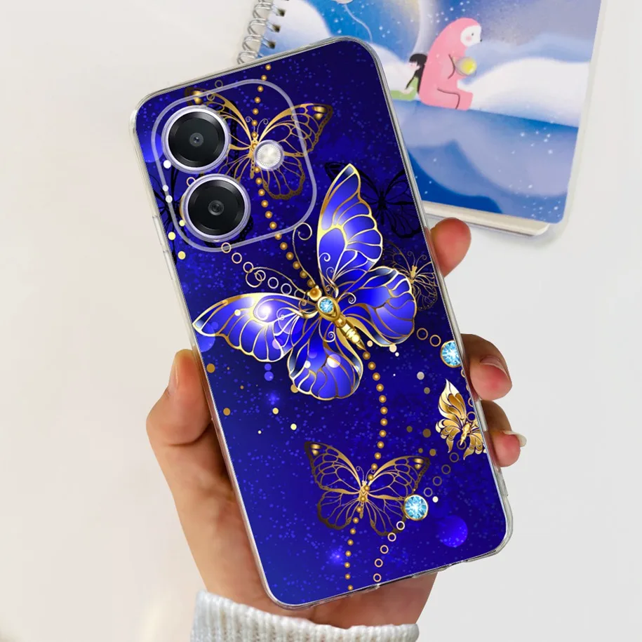 For OPPO A3 4G 2024 Case CPH2669 Shockproof Cover Cute Cartoon Cat Silicone Clear Phone Cases For OPPO A3x 4G A20 A40 A40M Funda image 4