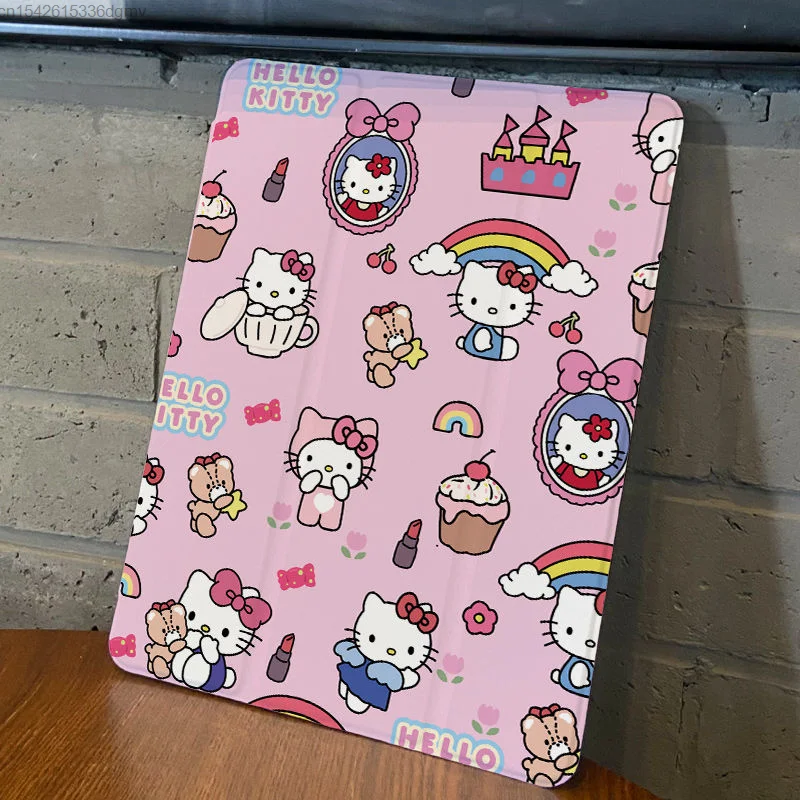 Sanrio Hello Kitty New IPad Case Air 5 2022 10 Generation Three Fold 10.9 Flip 9.7 Cute Anime Kuromi Pro 11 Apple Tablet Case