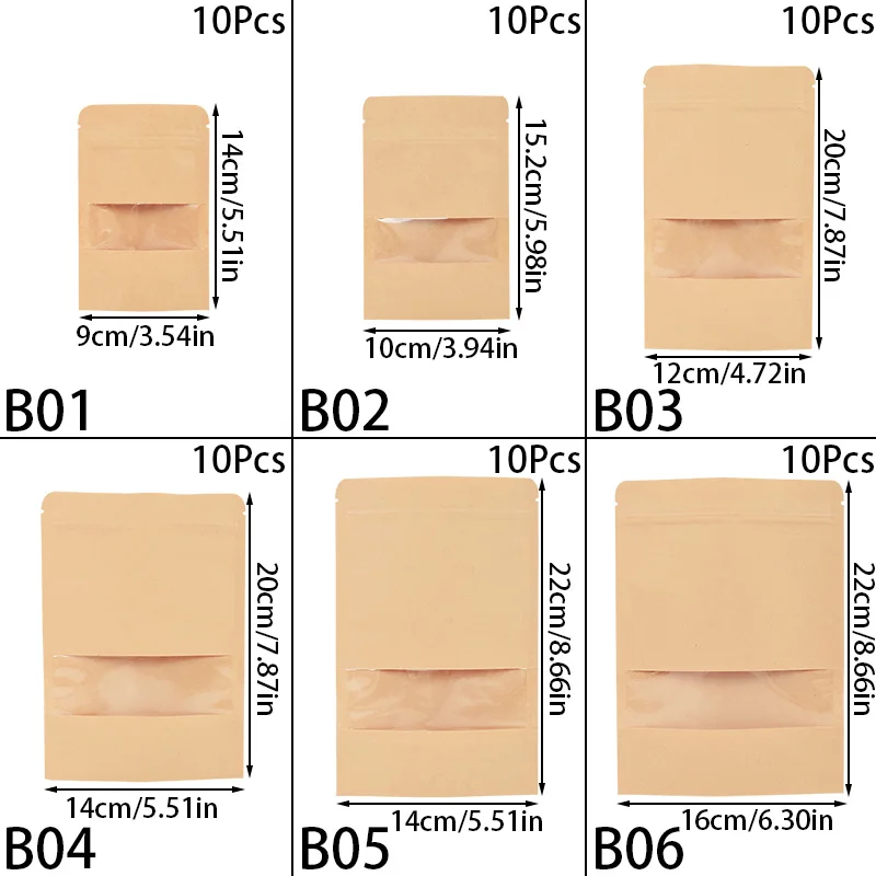 10 szt. Papierowych okienek torba na zamek ciasteczek z cukierkami suszona żywność herbata owocowa opakowanie na prezenty saszetki z zamkiem