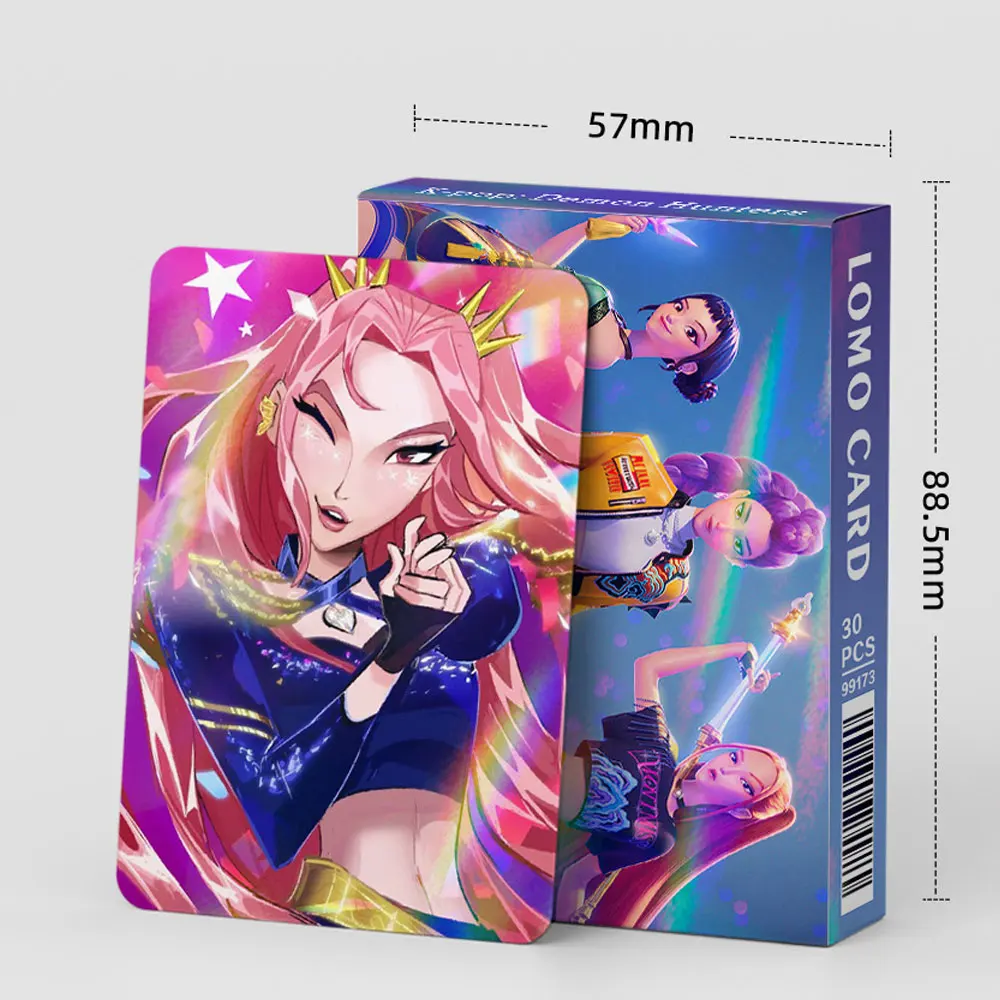 30 Pcs Double-sided K-POP Demon Hunter Girl Group Collectible Game Laser Cards Anime Collectible Set for Fans Holographic Cards