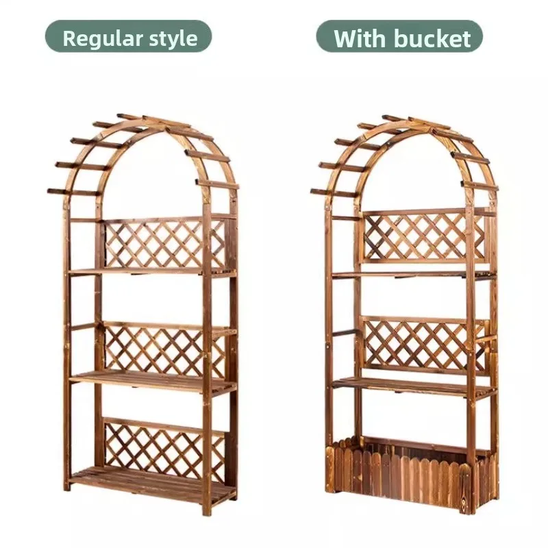 일본식 걸이형 캐비닛, 원목 식물 발코니 꽃꽂이대, 바닥부터 천장까지 다층 코너 꽃꽂이대