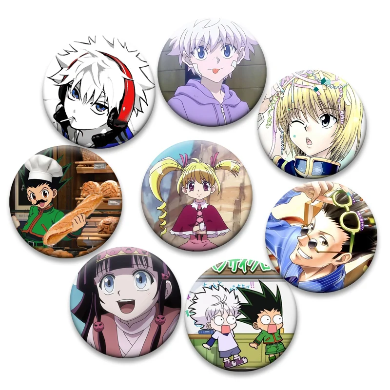 Broches creativos redondos Anime Hunter X Hunter insignia Kurapika Freecss Gon alfileres de dibujos animados para mochila accesorios regalos exquisitos