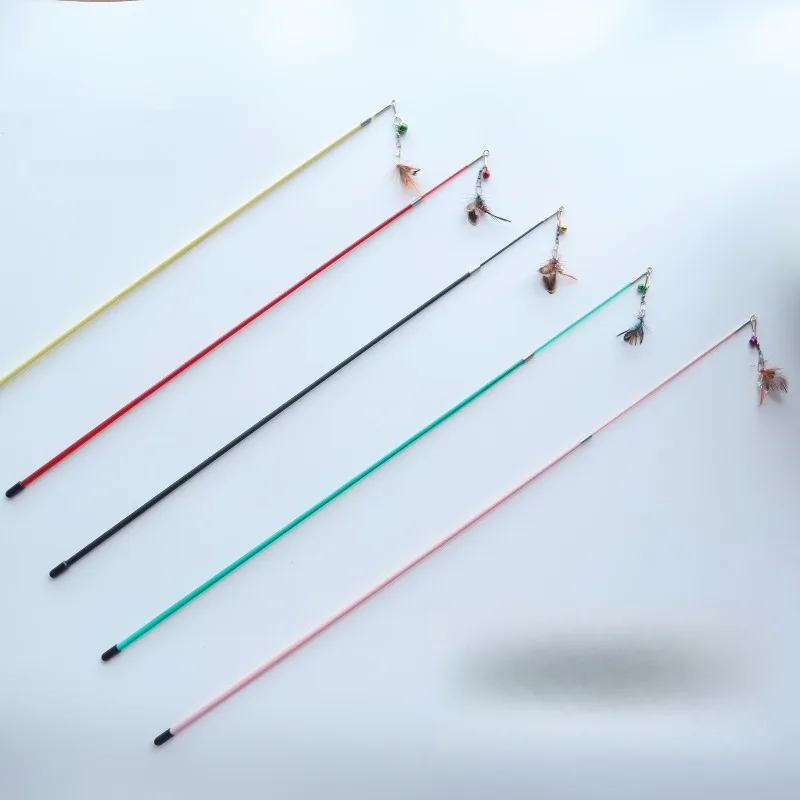 Telescopic Cat Teaser Wand 2 Sections Fly Insect Shape with Bell Sound Interactive Toy for Kitten Relieve Boredom