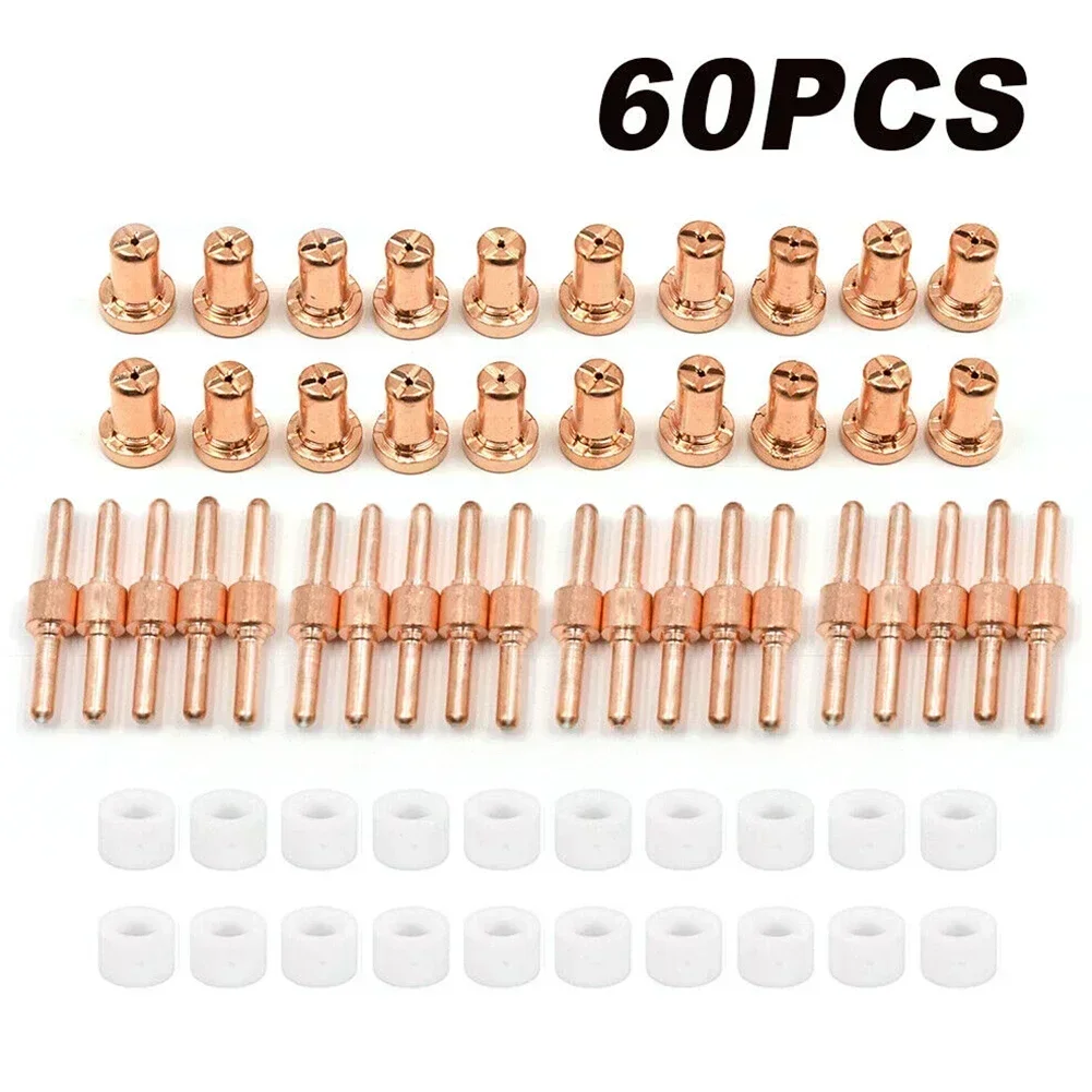 60Pcs Air Plasma Cutter Nozzle Tips Consumables For LG-40 PT-31 Torch CUT40 Electrode Tip Torch Kit