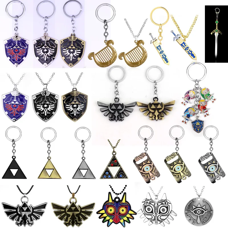 LLavero de escudo de búho para hombres y mujeres, collar de espada Skyward Breath of the Wild, juego de accesorios de Zelda, conjunto de joyas