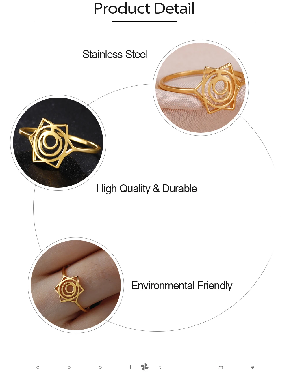 COOLTIME Sakral Chakra Symbol Ring Frauen Männer Edelstahl Svadhisthana Yoga Chakra Fingerringe Vintage Amulett Schmuck Geschenk – Detail 5