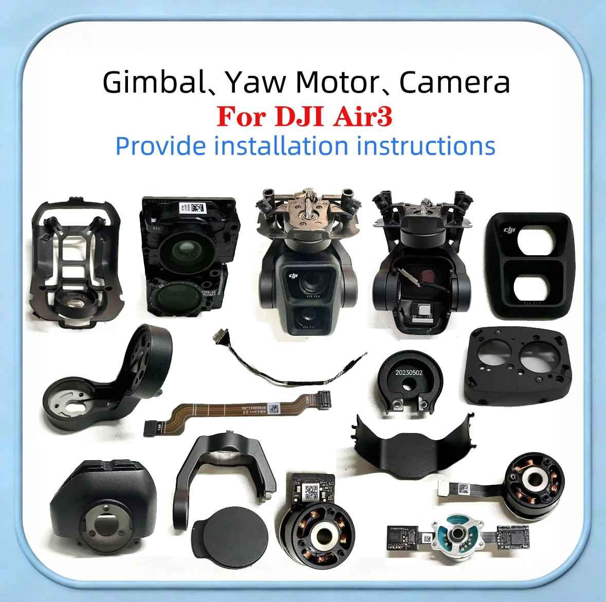 Mavic Air 3 PTZ Gimbal Cable Coaxial Line Yaw & Roll Motor Arms with Gimbal Covers for DJI Air 3 Drone