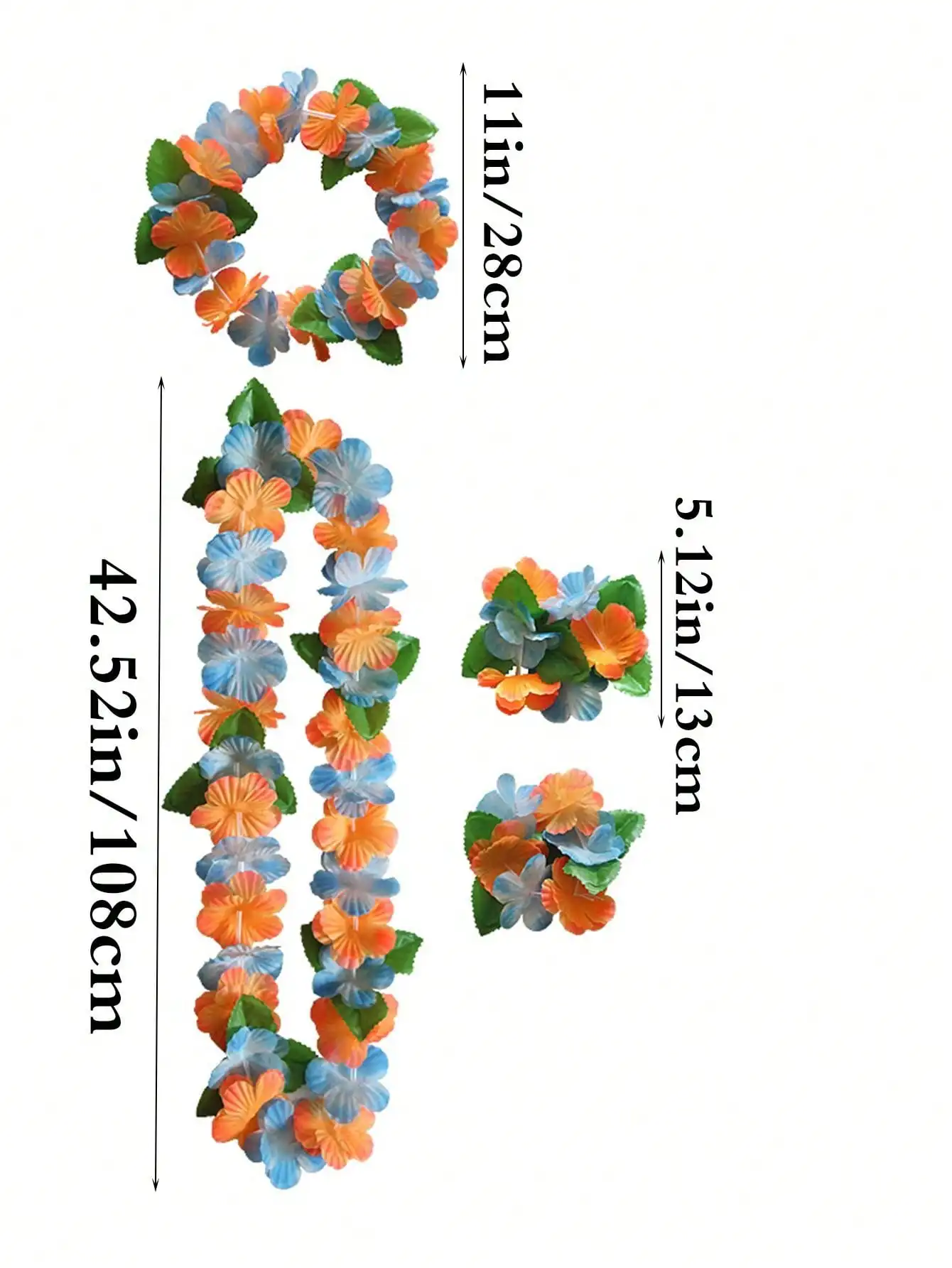 4-częściowa hawajska girlanda imprezowa, naszyjnik z płatkami i bransoletką 4-częściowe akcesoria do kostiumów imprezowych