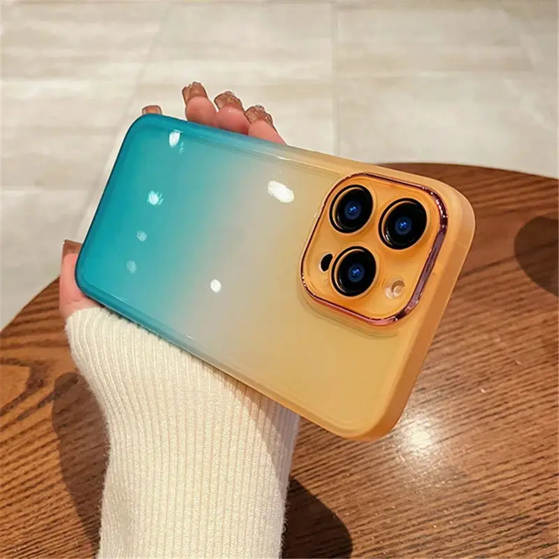 Luxury Gradient Rainbow Clear Phone Case For iPhone 16 Pro Max 15 14 13 12 11 X XR XS Plus Shockproof Camera protection Cover image 5