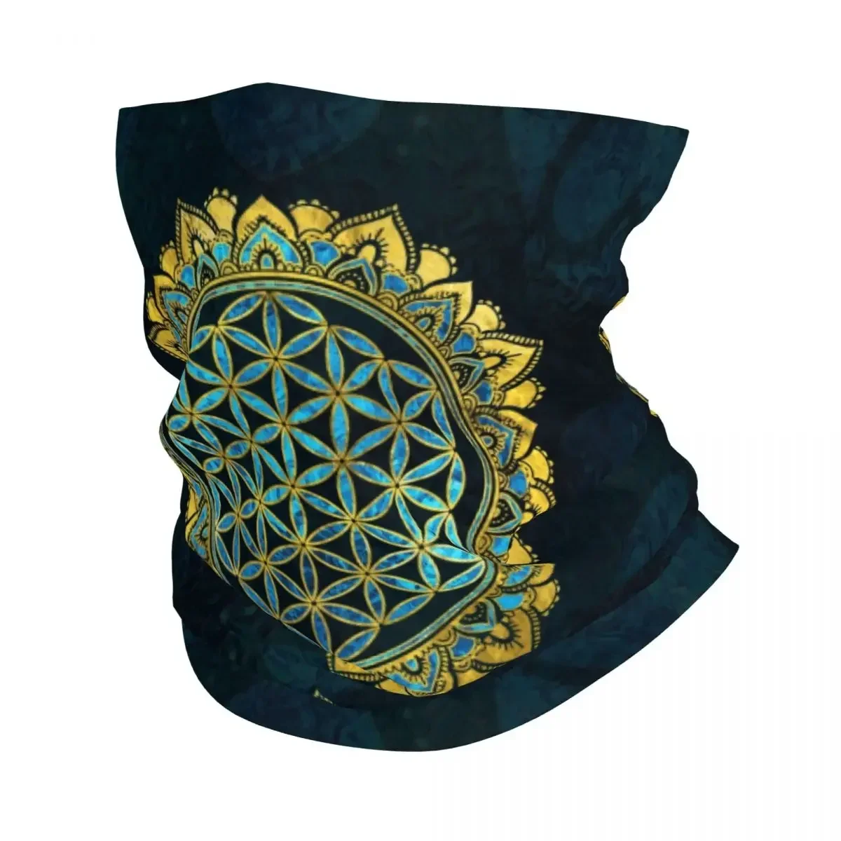 Flower Of Life Neck Gaiter Men Women UV Protection Winter Mandala Geometric Pattern Bandana Scarf for Cycling