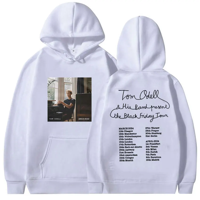 توم أوديل ألبوم جولة 2025 ميرش جرافيك هوديي ملابس رجالي الهيب هوب القوطية كم طويل البلوز عادية المتضخم الصوف هودي