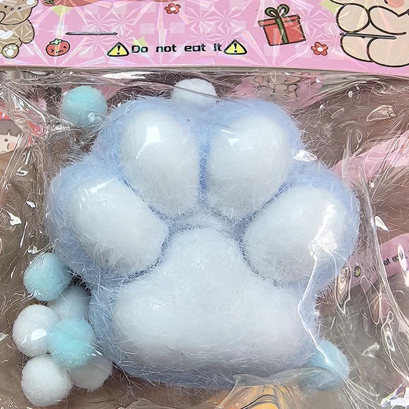 Squeeze Katzenpfote mit Fell Stressabbau Squishy Fidget Toy Mini Kawaii Plüsch Silikon Klebrig Dekomprimieren Kneifen Katzenfuß – Detail 4