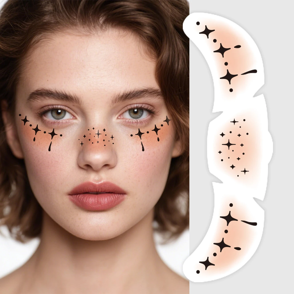 4pcs 할로윈 얼굴 문신 스티커 호박 박쥐 스타 문 가짜 주근깨 음악 파티 축제에 대 한... - 3