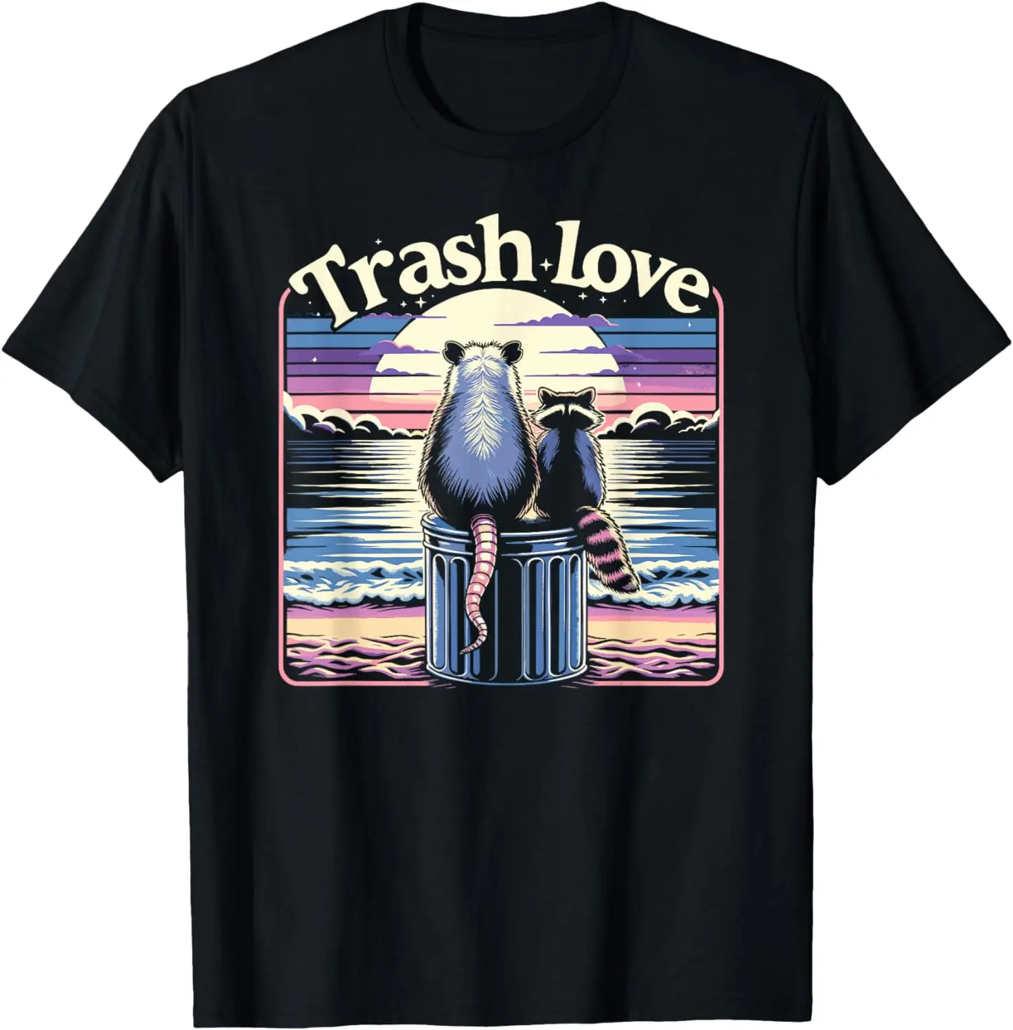 

Trash Love Raccoon Possum, Retro Beach Opossum Racoon T-Shirt