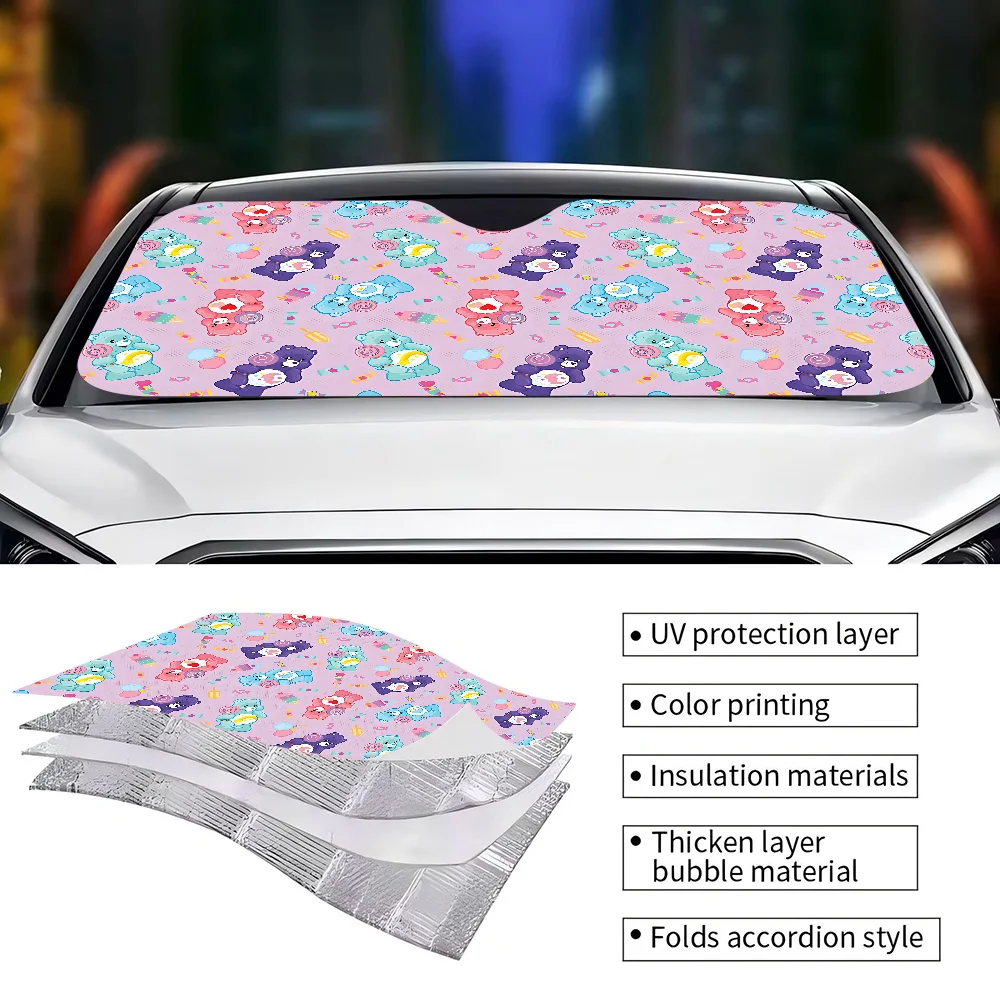 Cute Care B-Bears Anti-Scratch Windshield Sunshade Car Window Windscreen Cover Sun Shade Auto Sun Visor Car-covers Car Solar