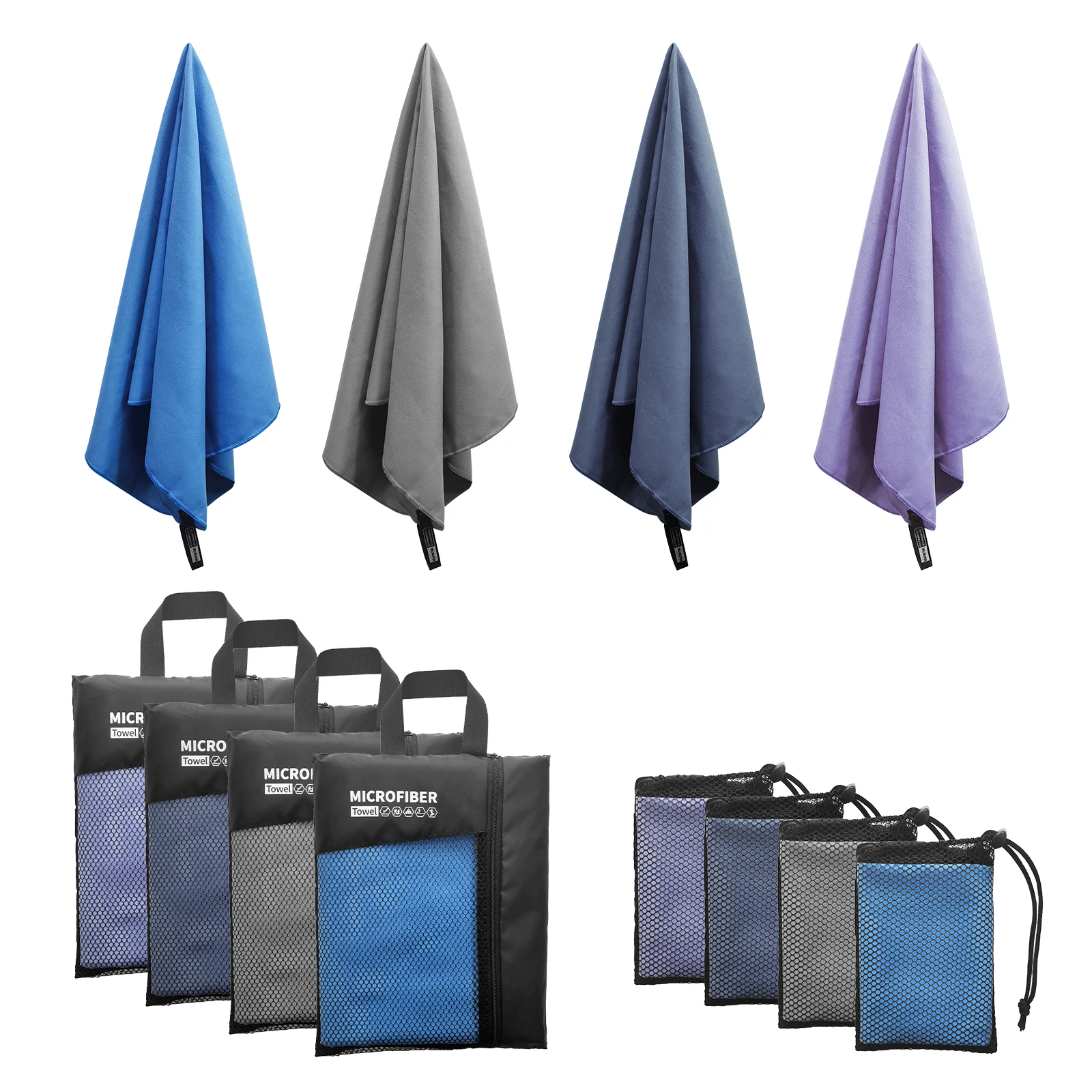 Mutao Mikrofaser-Handtuch mit Netztasche, schnell trocknende, saugfähige Handtücher für Camping, Fitnessstudio, Yoga, Rucksackreisen, Wandern – Detail 1
