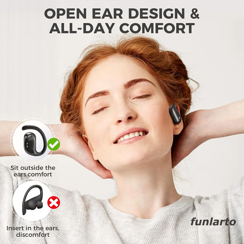 Open-Ear Wireless Running Headphones Bluetooth Earphones for Runners Ultra Comfort Superior Sound Secure-Fit Ambient Awareness