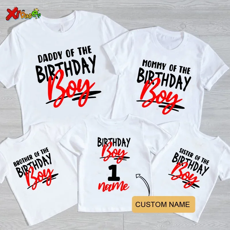 

Papa Mama Family Matching Outfits Red Boy Kids T-shirt Baby Boy Short Sleeve Suit Family Look Father Son Shirt Birthday Day Gift