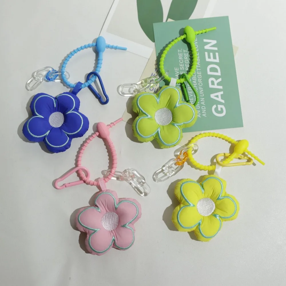 Creative Fabric Flower Keychain Simple Stuffed Sunflower Pendant Simple Soft Cotton Sakura Key Buckle