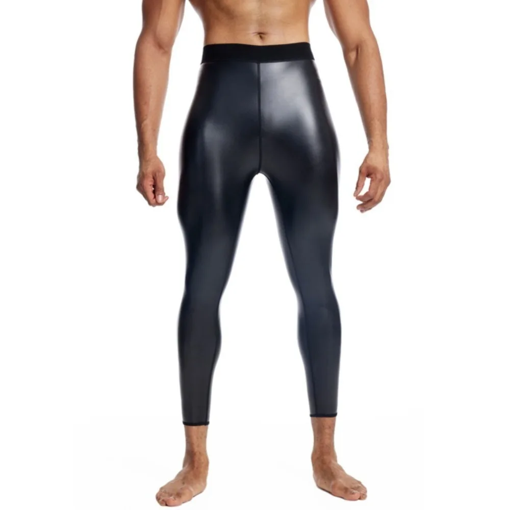 Mens Compression Leggings, High Waist Body Sculpting Tights, Stretchy Sportswear for Gym Running & Fitness Training
