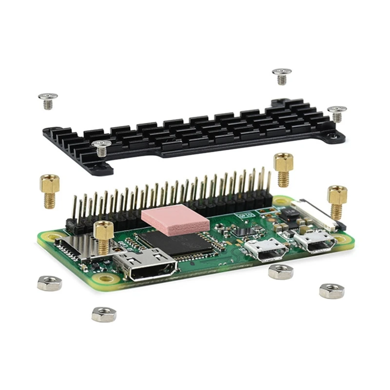 B0KA für Raspberry Pi Null 2 W Kühlkörper mit 2x20-pin Streifen Dual Männlichen Header Kit Extender + Kühlung Fall für raspberry Pi Null