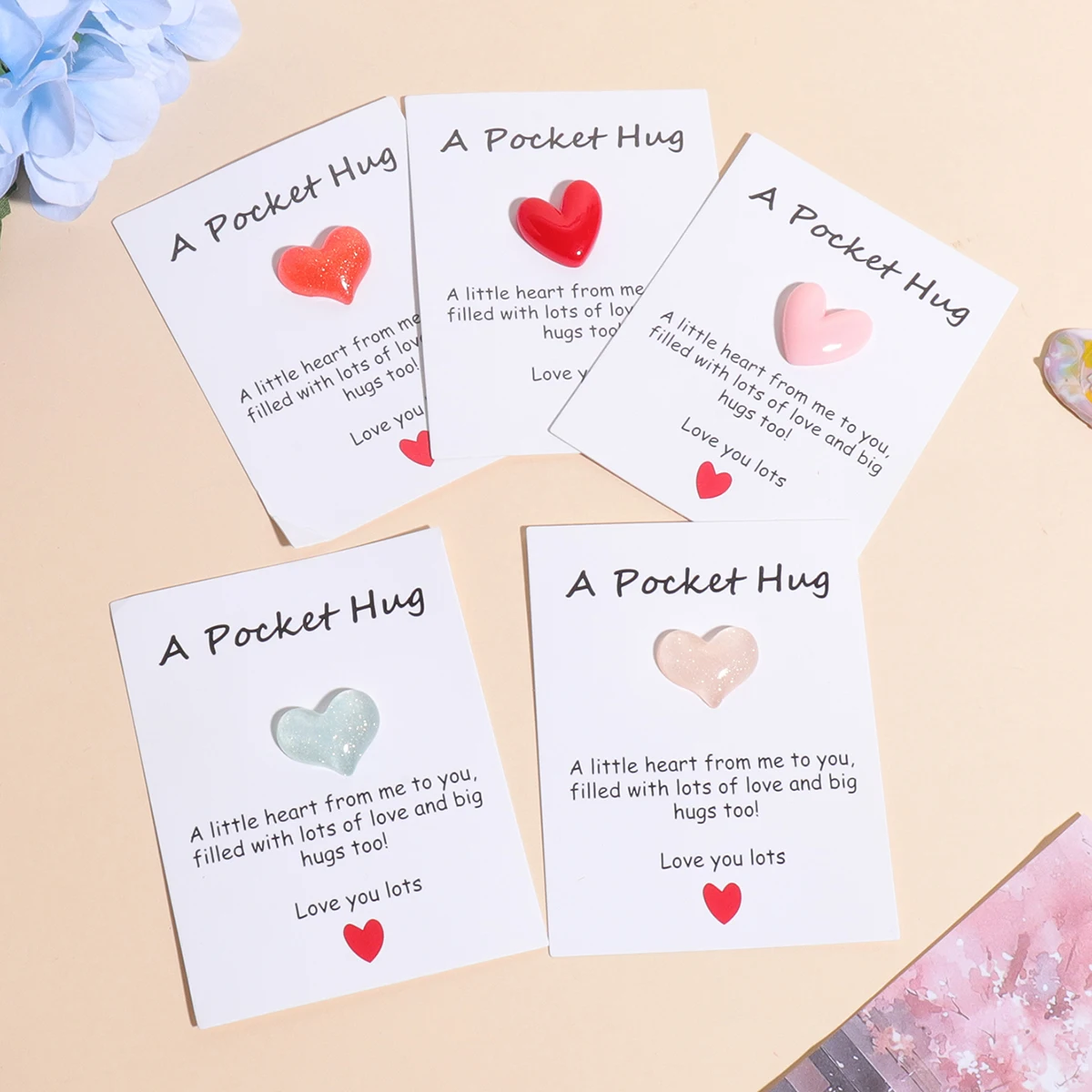 4PSPocket Hug Card,Small Heart Love Note,Valentines Day Gift for Her,Birthday Encouragement Card,Emotional Support Greeting Card