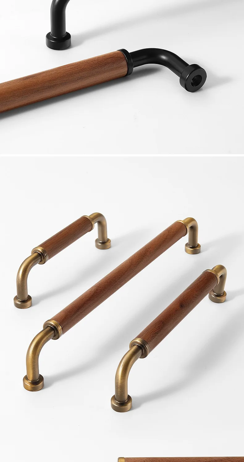 YUTOKO Vintage-Schrankgriffe aus Walnussholz, antike bronzefarbene schwarze Zinklegierung, Küchenschrank-Türgriffe, Möbelknöpfe – Detail 12