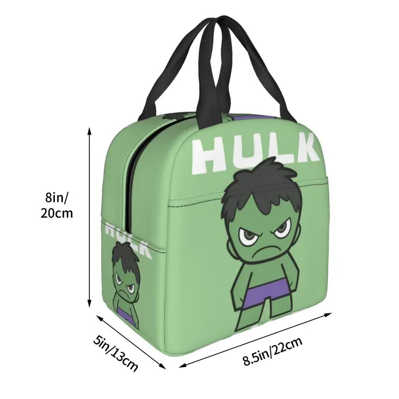 Custom Cute Mini Hulk Insulated Lunch Bags for Women Portable Cooler Thermal Food Lunch Box Outdoor Camping Travel