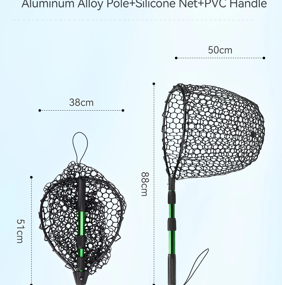WEIHE 1 Stück Faltbares Netz 16 # Aluminiumlegierungs-Netzstange, Silikon-Netztasche, Teleskop-Netz für den Bachlauf – Detail 6