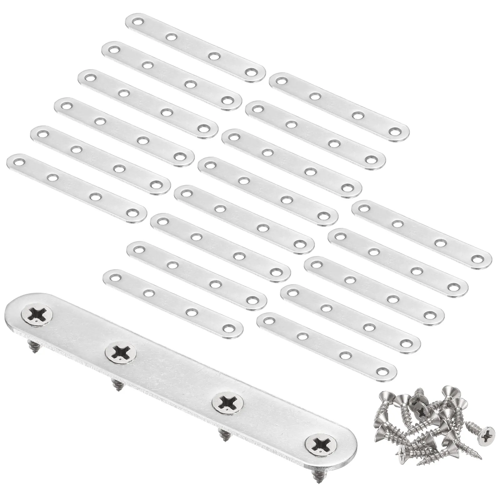 4-20pcs Straight Bracket Stainless Steel Flat Fixing Brackets Mending Plate Corner Brace Connector for Wood Board Bed Furniture