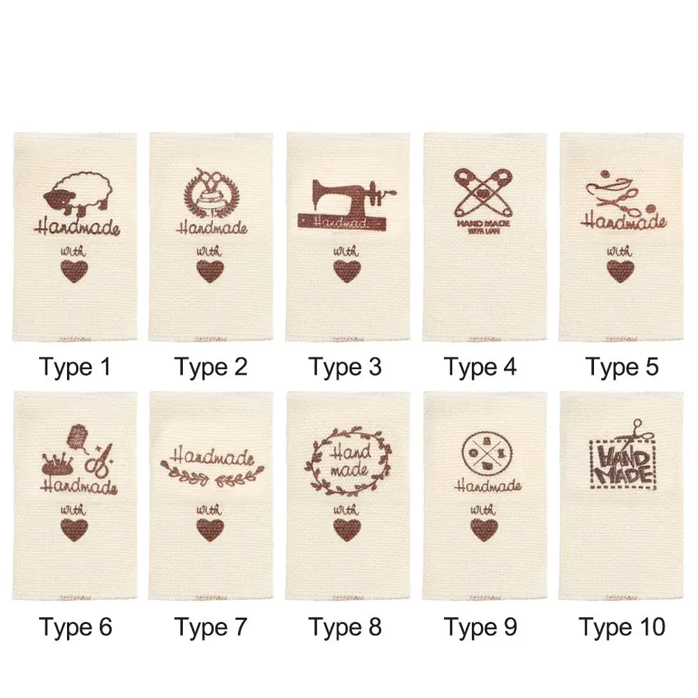 

50PCS Sewing machine Sheep Scissors Cartoon Pattern Clothing Tags Handmade With Love Cloth Garment Labels Sewing Accessories