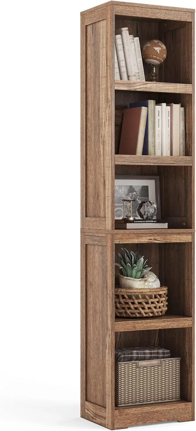 

5-Shelf Bookcase, Narrow Bookshelves Floor Standing Display Storage Shelves 68 in Tall Bookcase Home Decor Furniture for Home