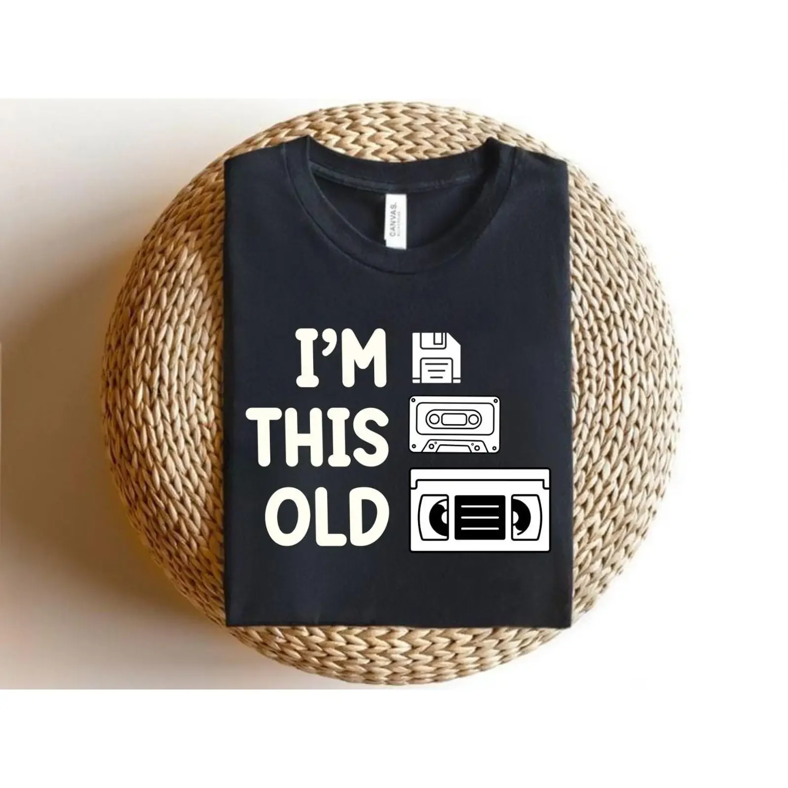 Funny I'm This Old T Shirt 90s Throwback Retro Nostalgia Vintage Cassette Floppy Disk VHS Humor  vintage Washed Versatile