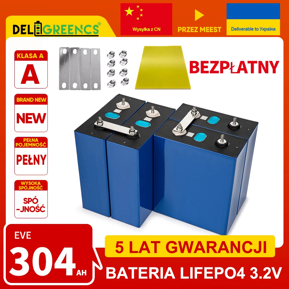 Ukraine EVE 304AHLifepo4 Battery 12V 24V 48V  6000 Cycles Grade A+ Rechargeable Batterie Solar Energy By Meest Tax Free