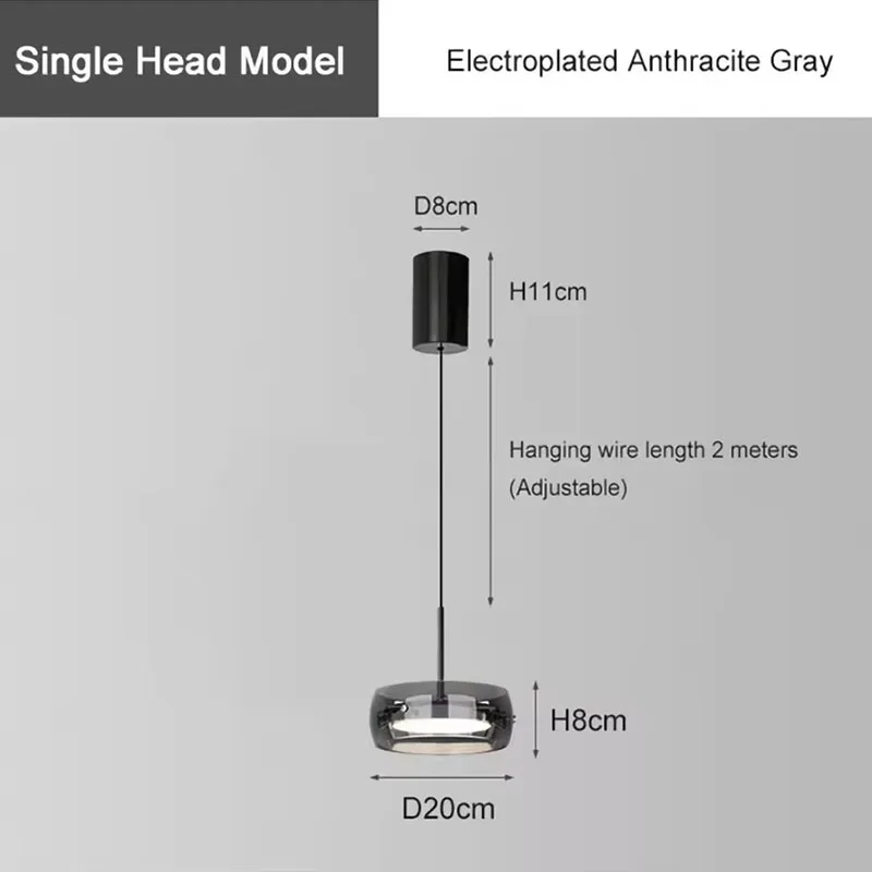 LED Glass Dining Table Lights Tricolor Light Pendant Lamp With Remote Control Chandelier Living Room Bedroom Decorative Lighting - view 6