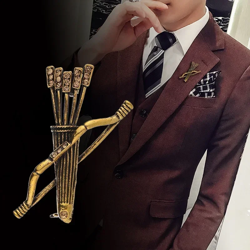 New Vintage Bow and Arrow Brooch Men\'s Alloy Rhinestones Corsage Collar Pins Brooches for Women Fashion Jewelry Gifts