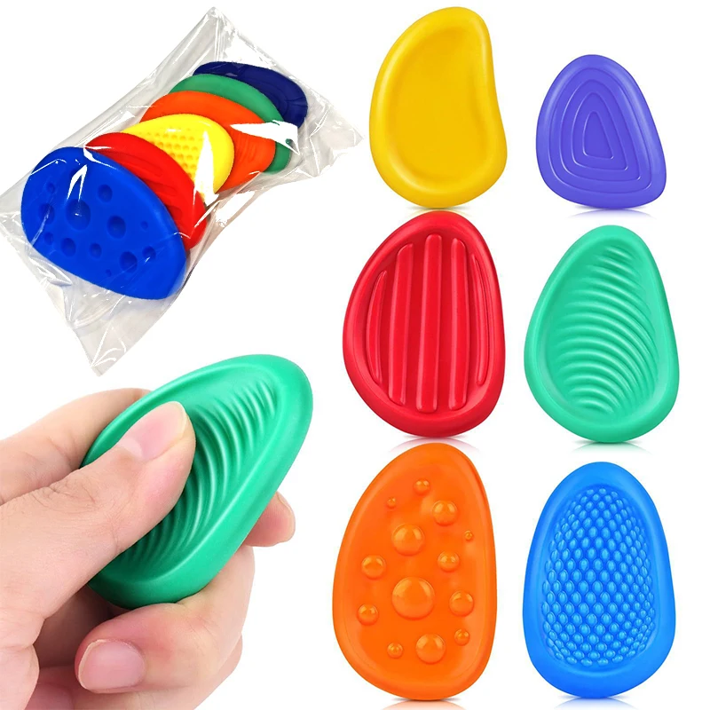 

Fidget Toys Adults Sensory Silicone Stone 6 Pack Textured for Autism Kids Calming Down Fidget Stress Relief Toys Holiday Gifts