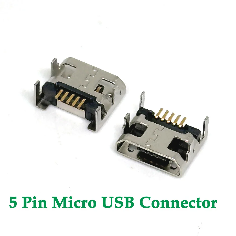 5Pin Micro USB Connector Female Port Jack Solder Plug SMD SMT Android Phone Data Charging Socket 5P Micro USB DIY Repair Adapter