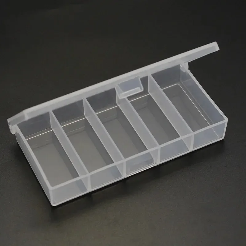 Burle Mini Five-grid Fishing Tackle Box Storage Box Sequin Bait Double-loop Fish Hook Plastic Bait Boxes