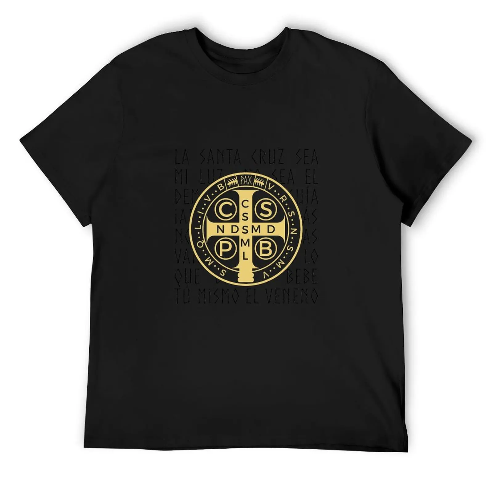 Saint Benedict Prayer Catholic Religious Gifts T-Shirt blue archive rapper graphic tees cute tops Men's clothing