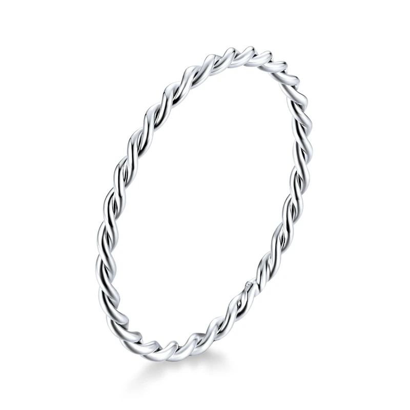 Women's 925 Sterling Silver Braided Rope Twisted Band Ring, Stackable