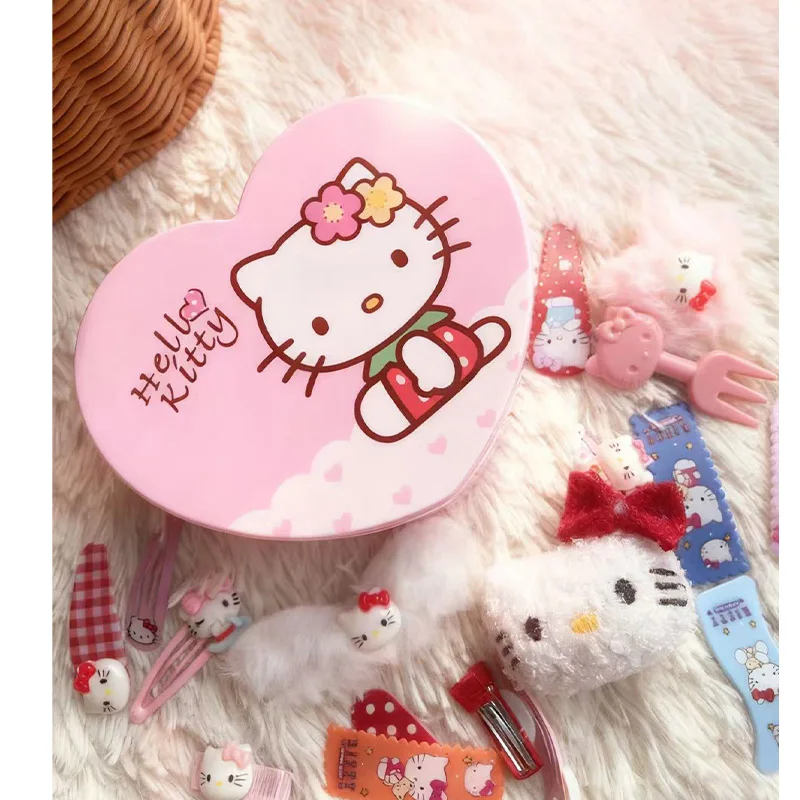 سانريو لطيف مرحبا كيتي صندوق تخزين سطح المكتب الوجه مرآة + صندوق درج فتاة القلب المنظم هدية صندوق مستحضرات التجميل والمجوهرات القرطاسية