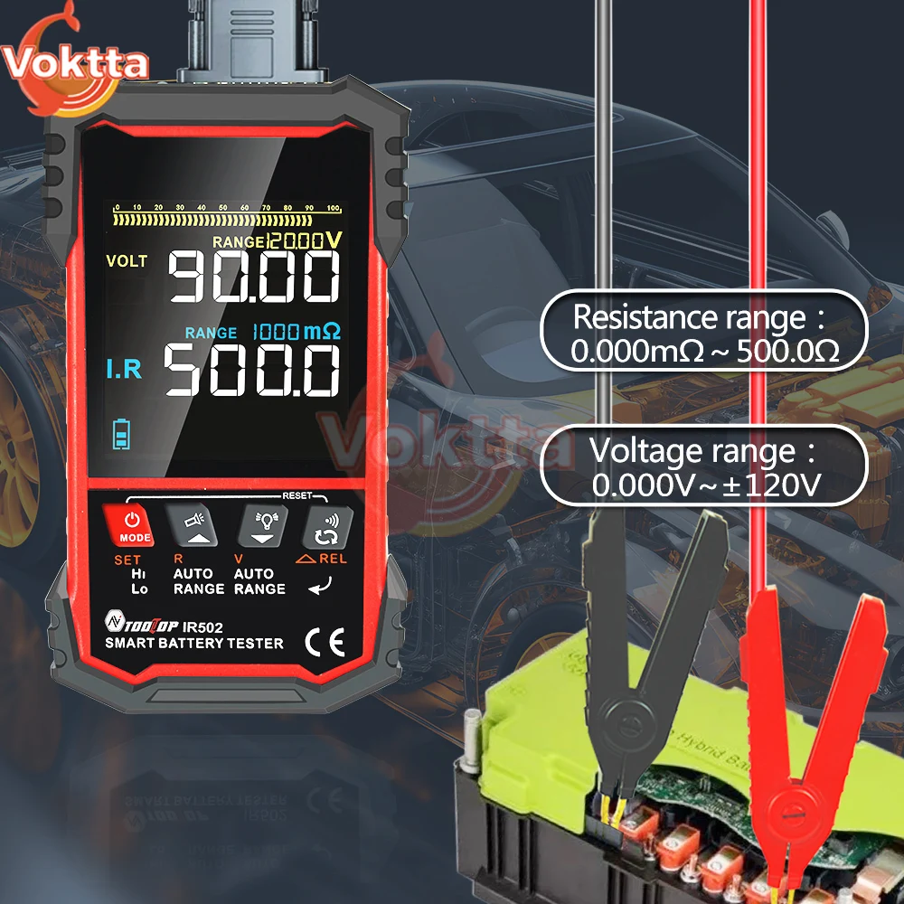 Testeur de batterie interne à 4 fils, affichage LED, test de batterie au lithium, test Kelvin, testeur de batterie de voiture, outils de diagnostic automatique