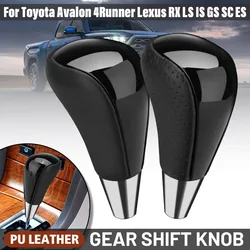 AT Car Gear Shift Knob Perforated PU Leather Shifter Lever Gear Handle Stick For Toyota Corolla Camry For Lexus IS GS LS RX ES