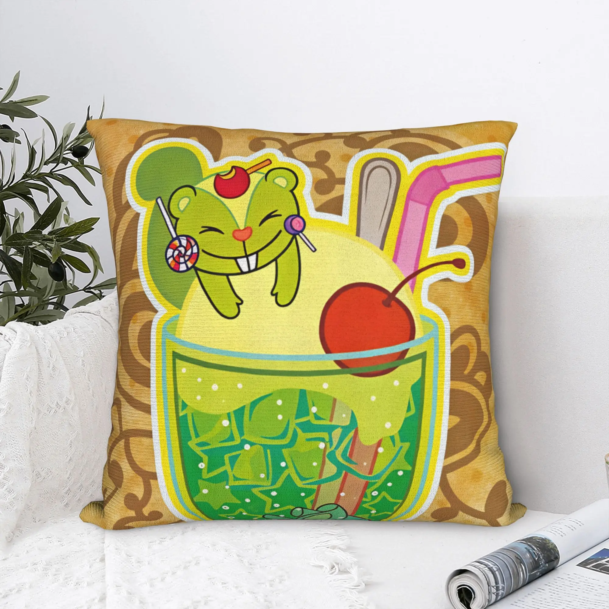 Pillow Cover Cartoon H-Happy Tree F-Friends  Kawaii Pillow Case For Living Room Bed Chair Pillowcases