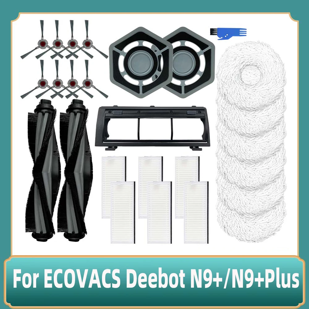 

For Ecovacs Deebot N9+/N9+Plus Robot Vacuum Cleaner Main Side Brush Cover Hepa Filter Mop Cloths Pad Accessories Parts Spare