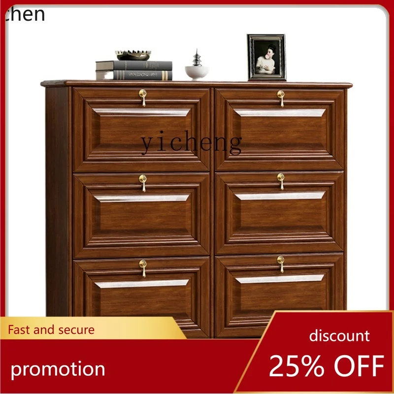 

CZ Home Doorway Solid Wood Large Capacity Tilting Locker Wall Storage Rack Home Entrance Cabinet