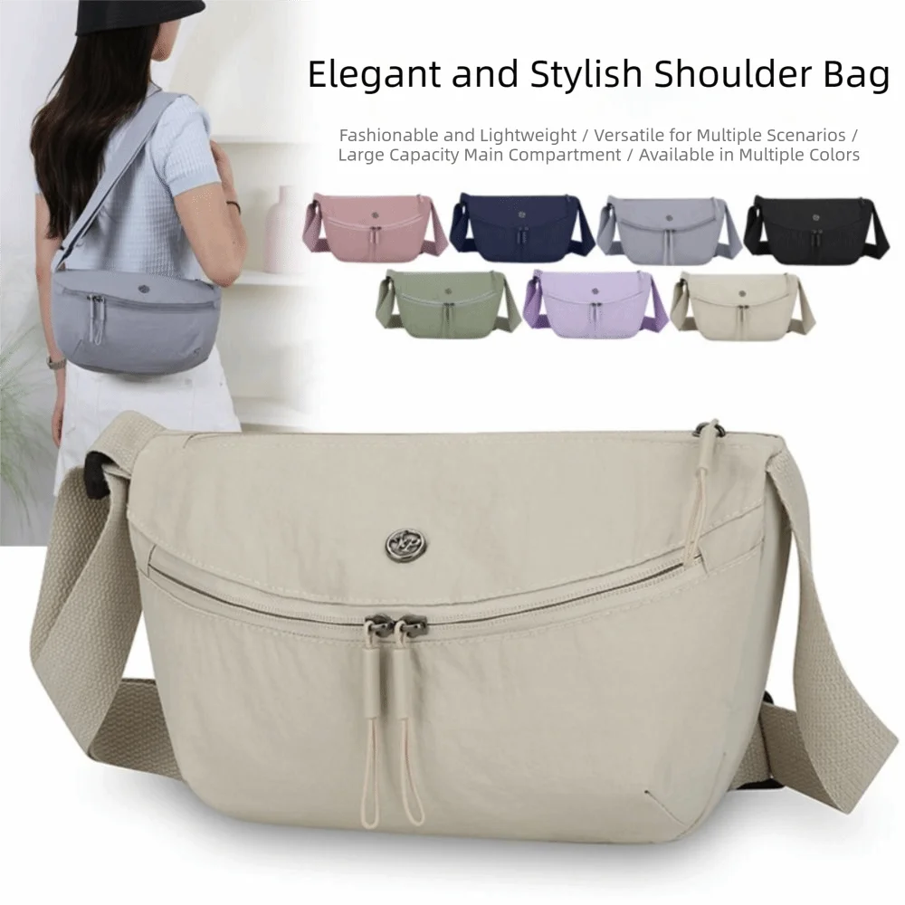 Nylon Cloth Crossbody Bag Ultra-Light Multi-compartment Saddle Bag Adjustable Strap Waterproof Chest Bag for Women Daily Casual