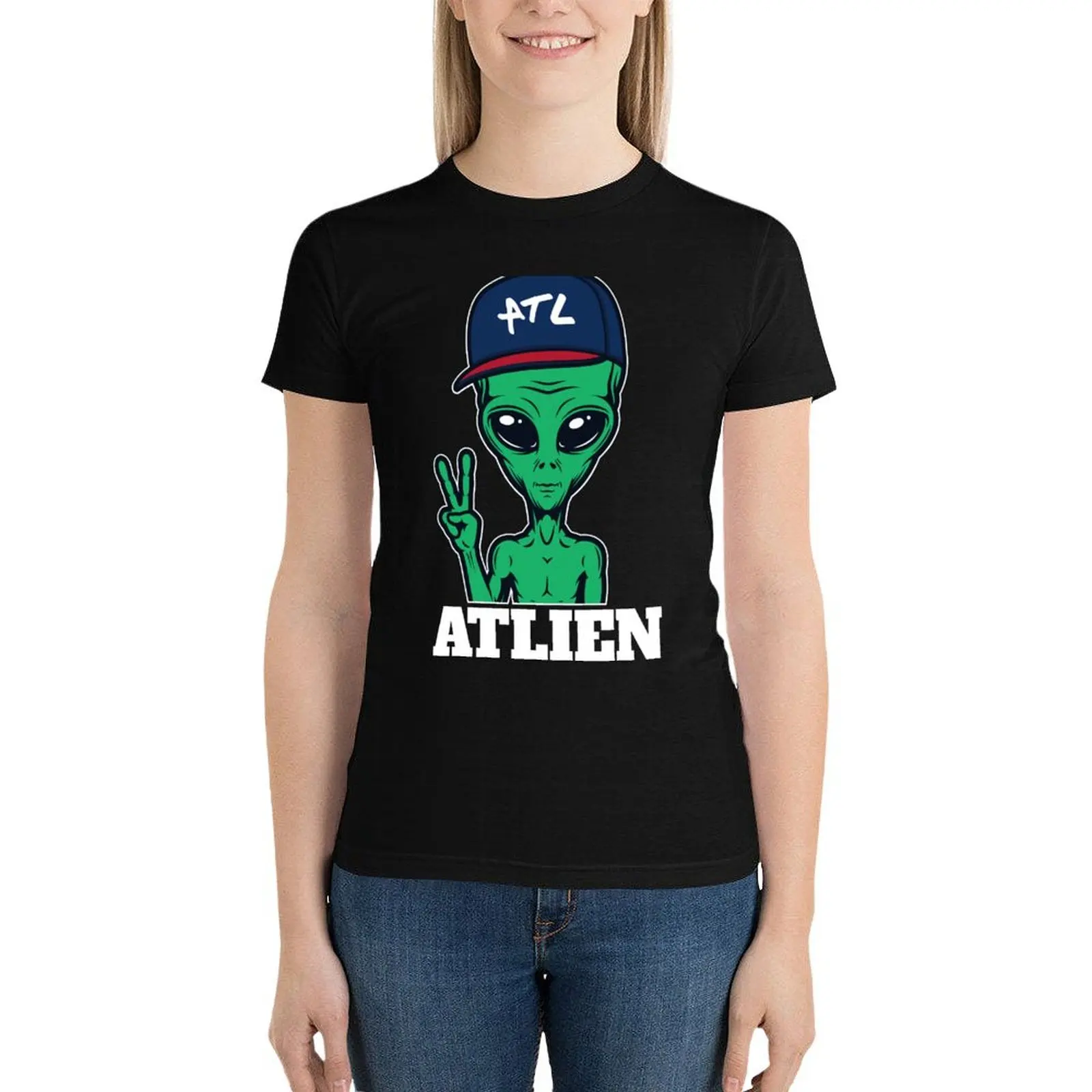 Atlanta Green Atlien T-Shirt korean fashion summer top graphics oversized new edition t shirts for Women