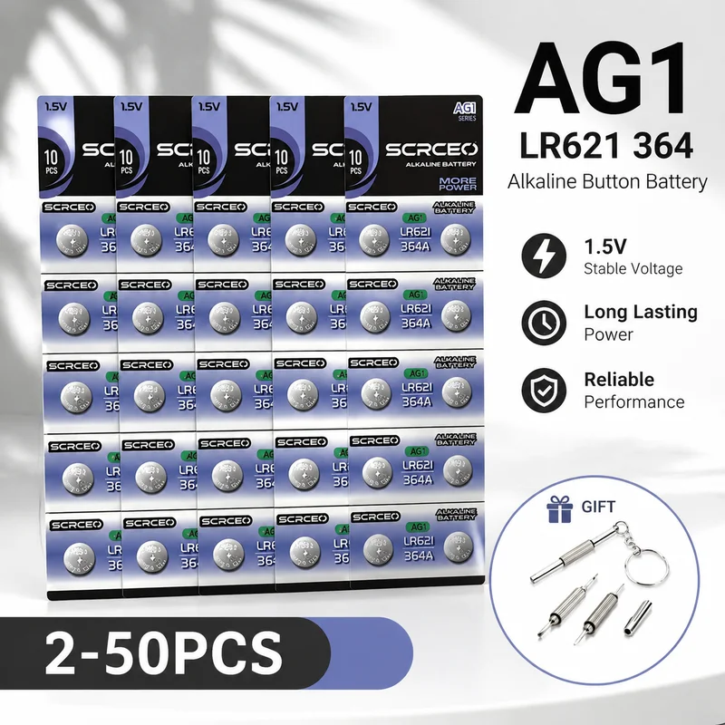 2-50PCS AG1 LR621 364 V364 1.55V Alkaline Button Cell Batteries SR621 164 531 for Watches Car Keys Remotes Toys